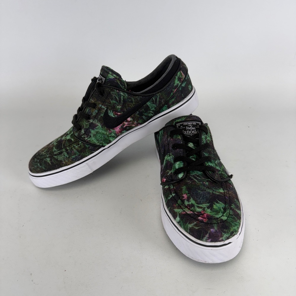 Nike SB Stefan Janoski Floral Fern Green Purple Canvas Skate Shoes 615957-901